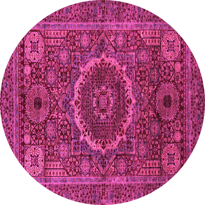 Round Machine Washable Abstract Pink Modern Rug, wshabs1300pnk