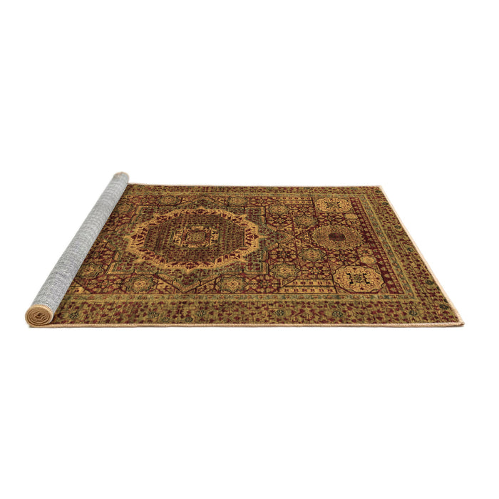 Sideview of Machine Washable Abstract Brown Modern Rug, wshabs1300brn
