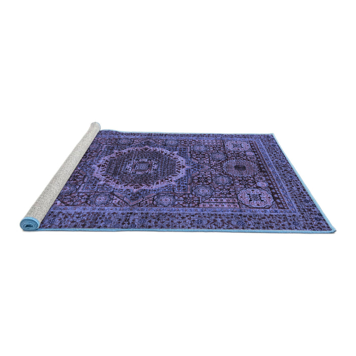 Sideview of Machine Washable Abstract Blue Modern Rug, wshabs1300blu
