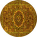 Round Machine Washable Abstract Yellow Modern Rug, wshabs1300yw