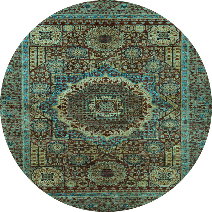 Round Machine Washable Abstract Light Blue Modern Rug, wshabs1300lblu