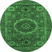 Round Abstract Emerald Green Modern Rug, abs1300emgrn