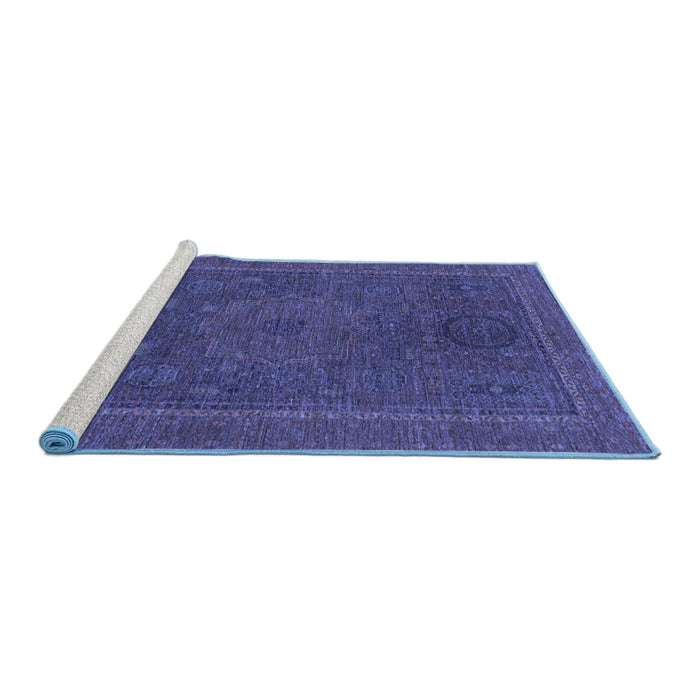 Sideview of Machine Washable Abstract Blue Modern Rug, wshabs1301blu