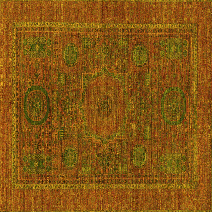 Square Machine Washable Abstract Yellow Modern Rug, wshabs1301yw