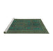 Sideview of Machine Washable Abstract Turquoise Modern Area Rugs, wshabs1301turq