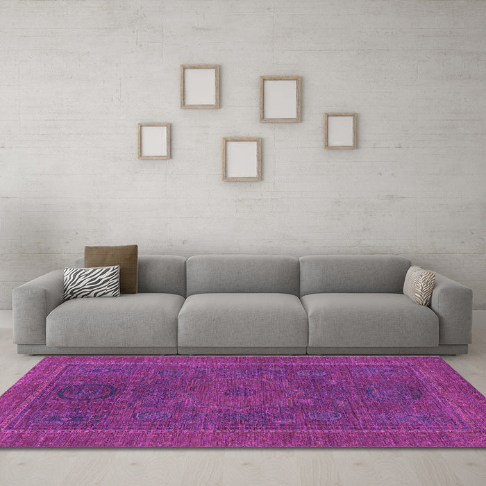 Machine Washable Abstract Purple Modern Area Rugs in a Living Room, wshabs1301pur