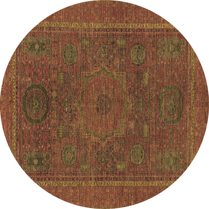 Round Abstract Brown Modern Rug, abs1301brn