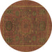 Round Abstract Brown Modern Rug, abs1301brn