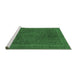 Sideview of Machine Washable Abstract Emerald Green Modern Area Rugs, wshabs1301emgrn