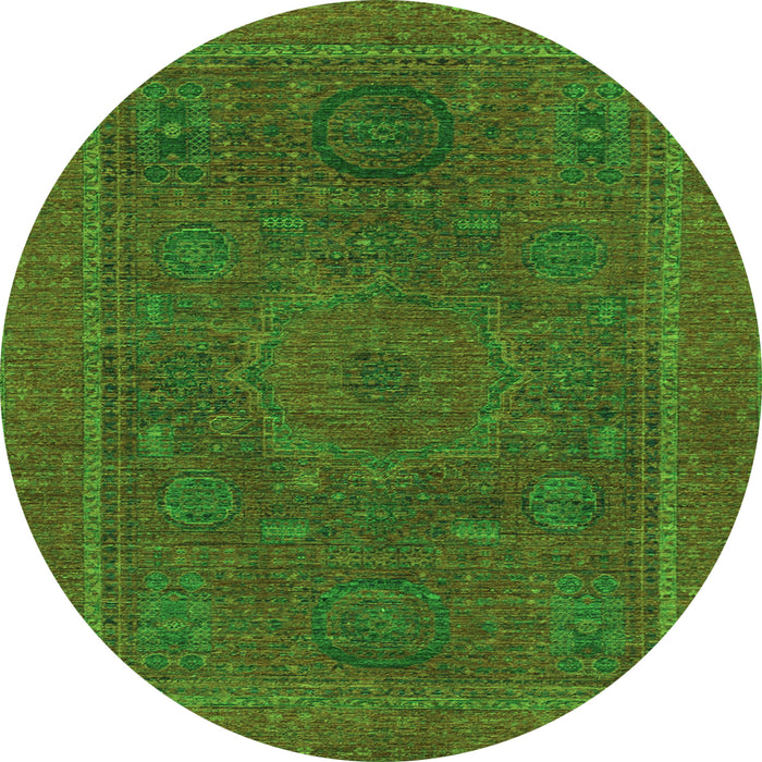 Round Abstract Green Modern Rug, abs1301grn
