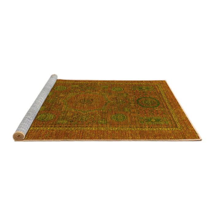 Sideview of Machine Washable Abstract Yellow Modern Rug, wshabs1301yw