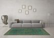 Machine Washable Abstract Turquoise Modern Area Rugs in a Living Room,, wshabs1301turq