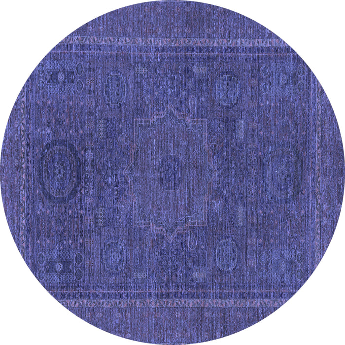 Round Abstract Blue Modern Rug, abs1301blu