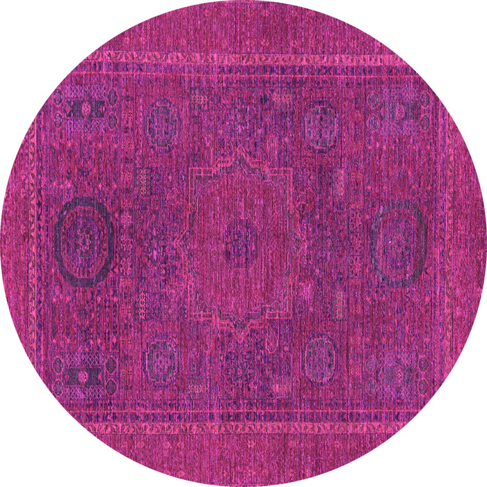 Round Machine Washable Abstract Pink Modern Rug, wshabs1301pnk
