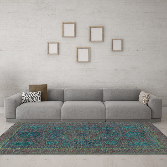 Machine Washable Abstract Light Blue Modern Rug in a Living Room, wshabs1301lblu