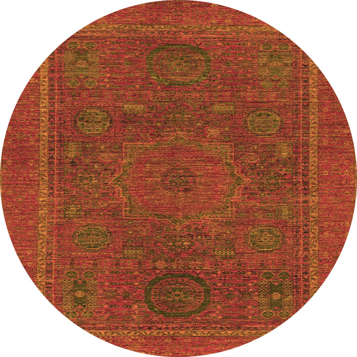 Round Abstract Orange Modern Rug, abs1301org