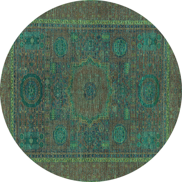 Round Abstract Turquoise Modern Rug, abs1301turq