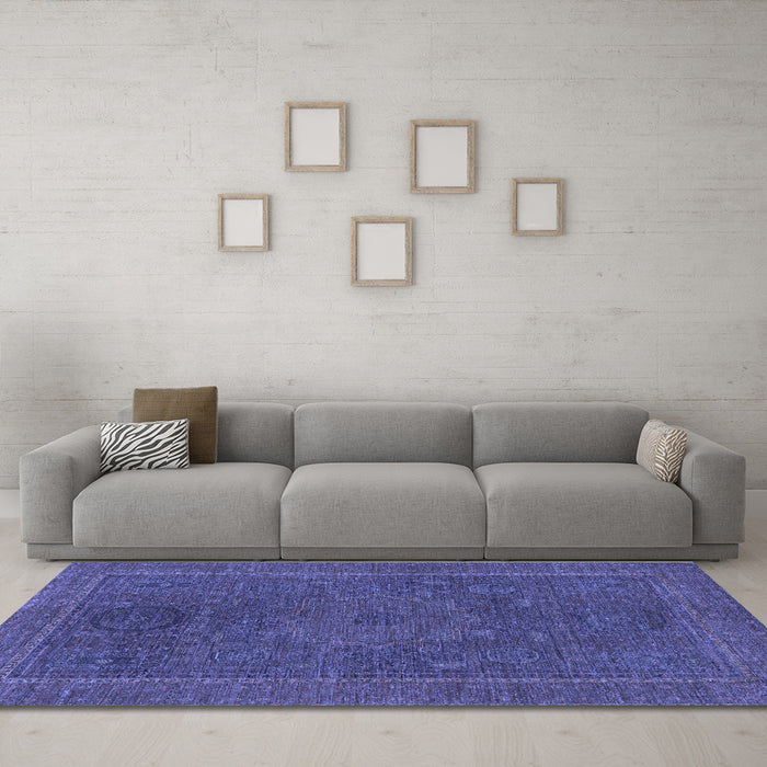 Machine Washable Abstract Blue Modern Rug in a Living Room, wshabs1301blu