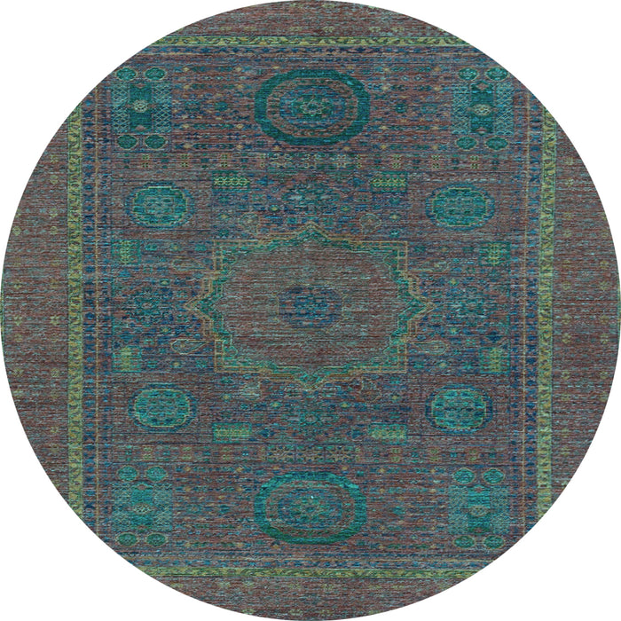 Round Machine Washable Abstract Light Blue Modern Rug, wshabs1301lblu