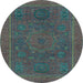 Round Machine Washable Abstract Light Blue Modern Rug, wshabs1301lblu