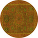 Round Abstract Yellow Modern Rug, abs1301yw