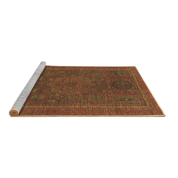 Sideview of Machine Washable Abstract Brown Modern Rug, wshabs1301brn