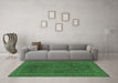 Machine Washable Abstract Emerald Green Modern Area Rugs in a Living Room,, wshabs1301emgrn