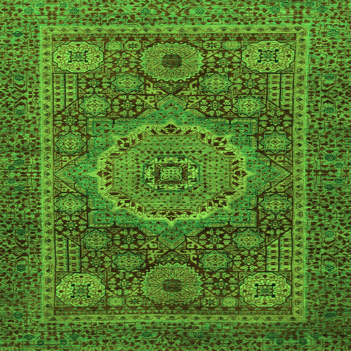 Square Machine Washable Abstract Green Modern Area Rugs, wshabs1302grn