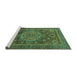 Sideview of Machine Washable Abstract Turquoise Modern Area Rugs, wshabs1302turq