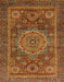 Machine Washable Abstract Cinnamon Brown Rug, wshabs1302