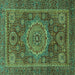 Square Machine Washable Abstract Turquoise Modern Area Rugs, wshabs1302turq