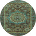 Round Machine Washable Abstract Light Blue Modern Rug, wshabs1302lblu