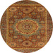 Round Abstract Cinnamon Brown Modern Rug, abs1302