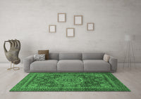 Machine Washable Abstract Emerald Green Modern Rug, wshabs1302emgrn