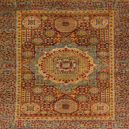 Square Abstract Cinnamon Brown Modern Rug, abs1302