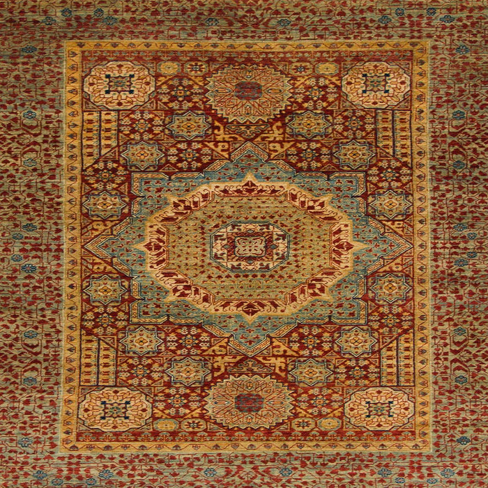 Square Abstract Cinnamon Brown Modern Rug, abs1302