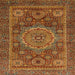 Square Abstract Cinnamon Brown Modern Rug, abs1302