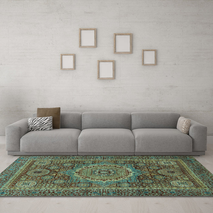 Machine Washable Abstract Light Blue Modern Rug in a Living Room, wshabs1302lblu