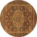 Round Machine Washable Abstract Brown Modern Rug, wshabs1302brn