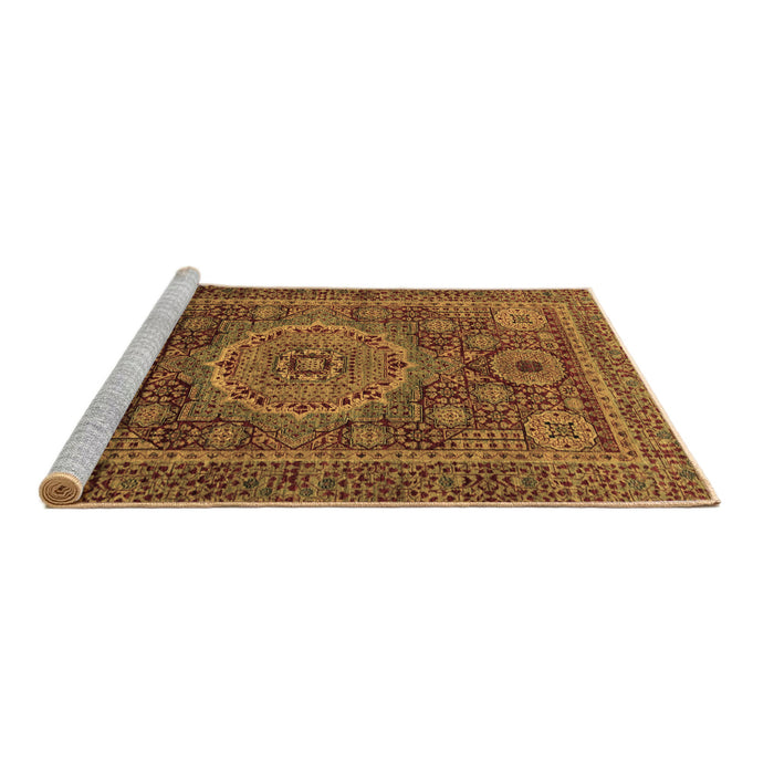 Sideview of Machine Washable Abstract Brown Modern Rug, wshabs1302brn