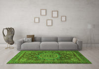 Machine Washable Abstract Green Modern Rug, wshabs1302grn