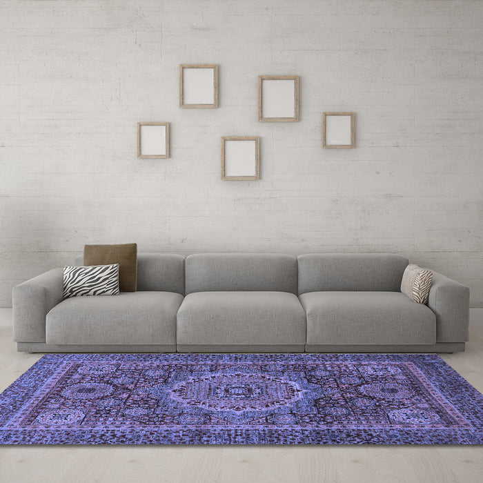 Machine Washable Abstract Blue Modern Rug in a Living Room, wshabs1302blu