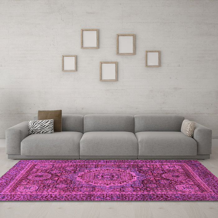 Machine Washable Abstract Purple Modern Area Rugs in a Living Room, wshabs1302pur