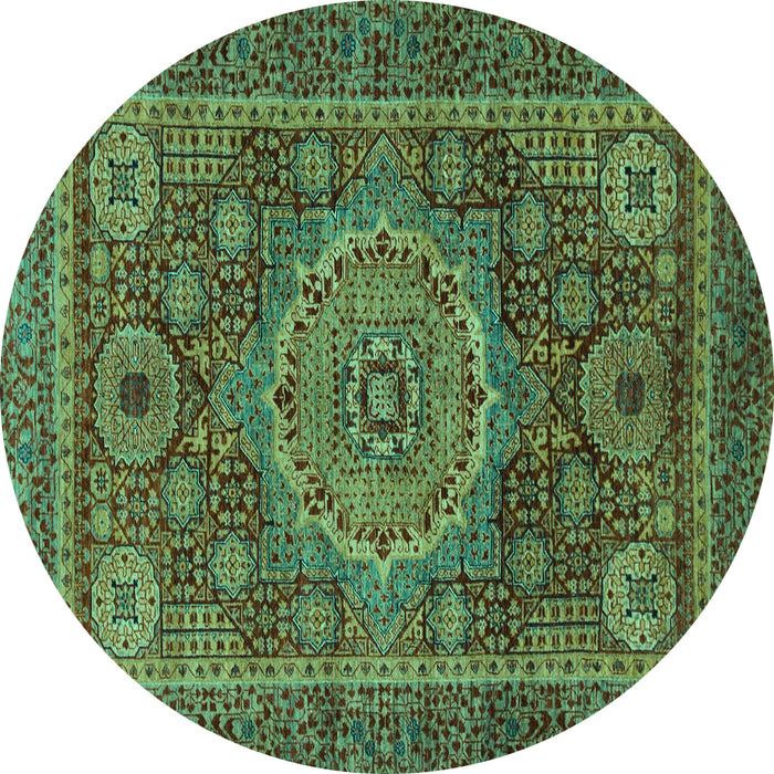 Round Abstract Turquoise Modern Rug, abs1302turq