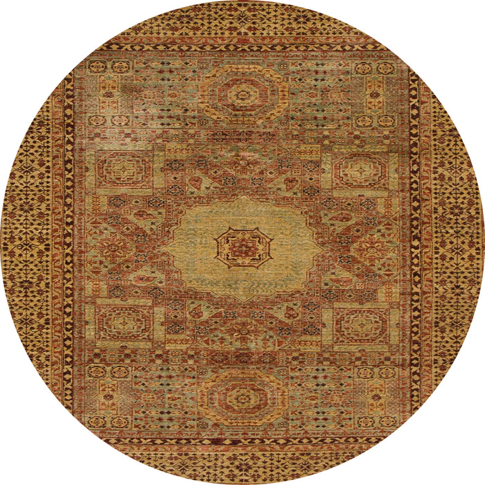 Round Abstract Orange Modern Rug, abs1303