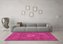 Machine Washable Abstract Pink Modern Rug in a Living Room, wshabs1303pnk