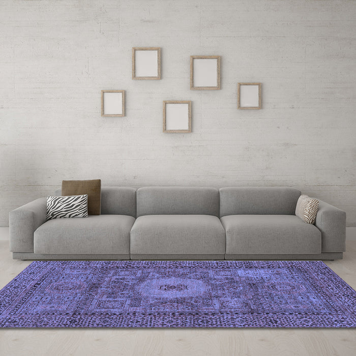 Machine Washable Abstract Blue Modern Rug in a Living Room, wshabs1303blu