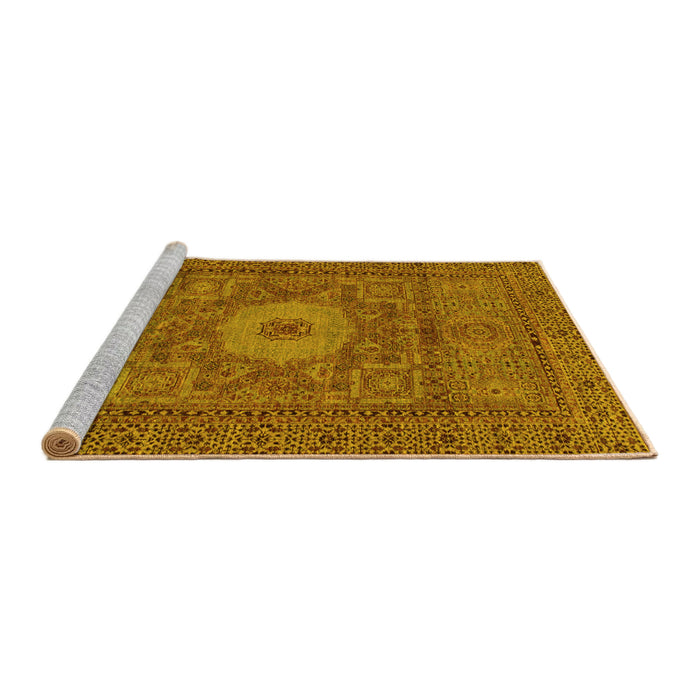 Sideview of Machine Washable Abstract Yellow Modern Rug, wshabs1303yw