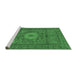 Sideview of Machine Washable Abstract Emerald Green Modern Area Rugs, wshabs1303emgrn