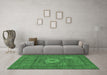 Machine Washable Abstract Emerald Green Modern Area Rugs in a Living Room,, wshabs1303emgrn